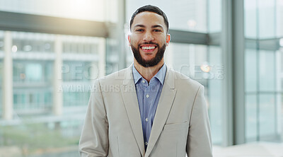 Portrait, business man or smile in office for professional job, pride or confident in accounting agency in Saudi Arabia. Happy corporate employee, expert entrepreneur or accountant working in company