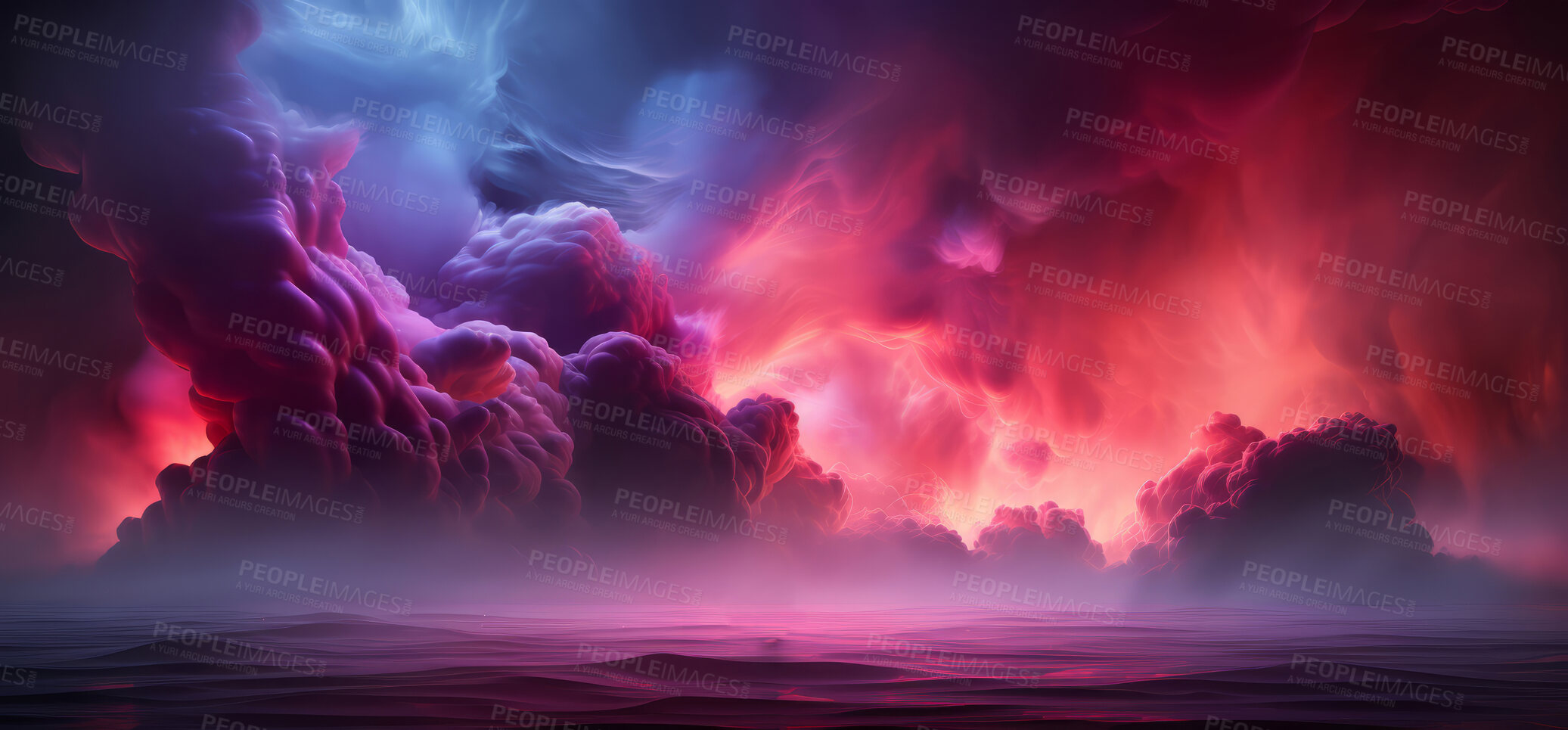 Buy stock photo Smokey, soft, powder colour and design with art and painting for decorative, texture and creative idea. Ai generated, banner and pattern with abstract fantasy colours on background for graphic wallpaper.