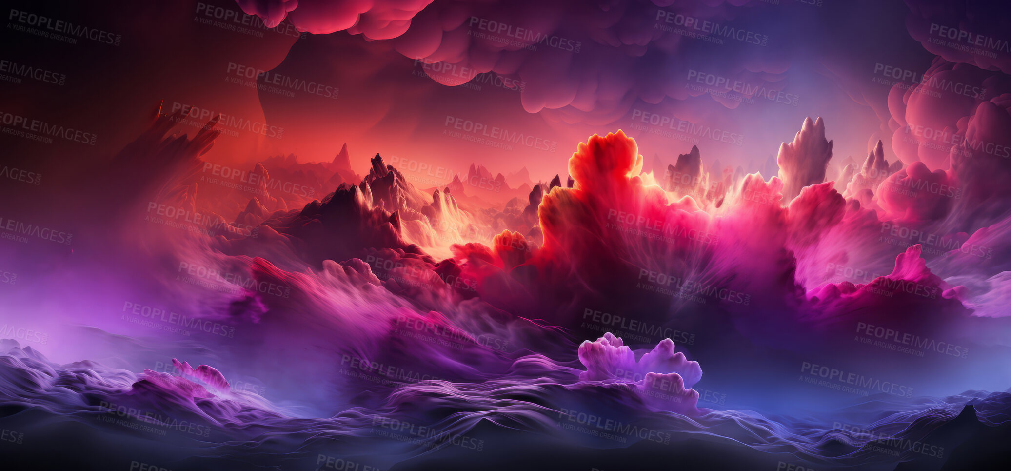 Buy stock photo Smokey, soft, powder colour and design with art and painting for decorative, texture and creative idea. Ai generated, banner and pattern with abstract fantasy colours on background for graphic wallpaper.