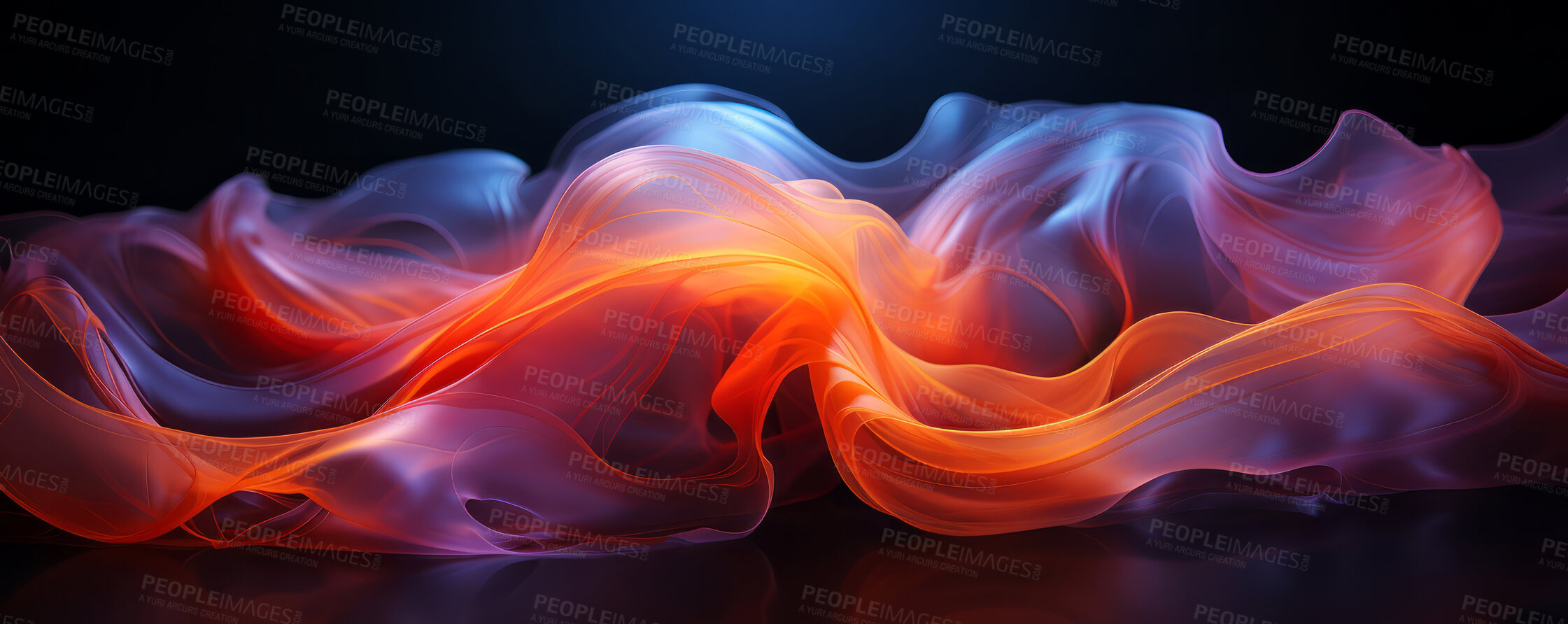 Buy stock photo Smokey, soft, flowing colour and design with art and painting for decorative, texture and creative idea. Ai generated, banner and pattern with abstract fantasy colours on background for graphic wallpaper.