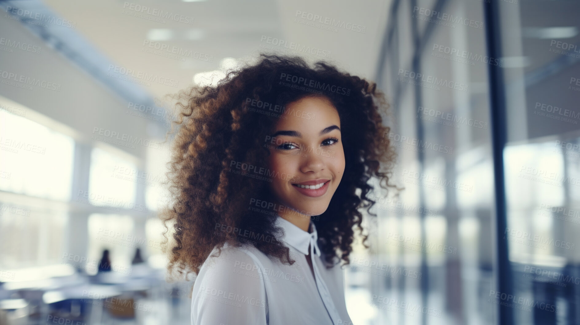 Buy stock photo Happy, woman or student portrait smiling, at university, college or school. Confident, African American and motivated youth female for studies, learning and higher education