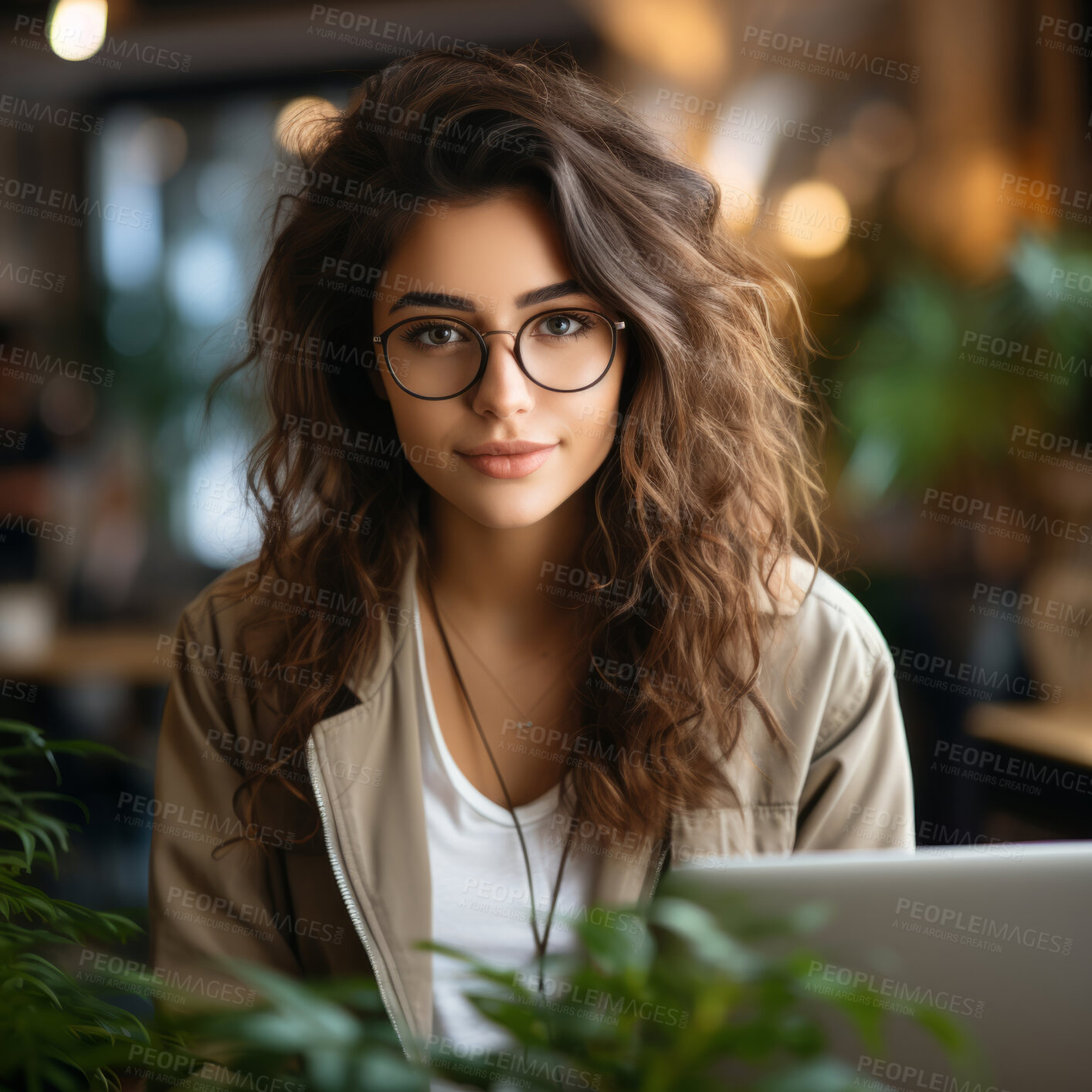 Buy stock photo Woman and student with a laptop, cafe and typing with a smile, connection and online reading. Face, female person or girl in a restaurant, pc or technology with education, email and university.