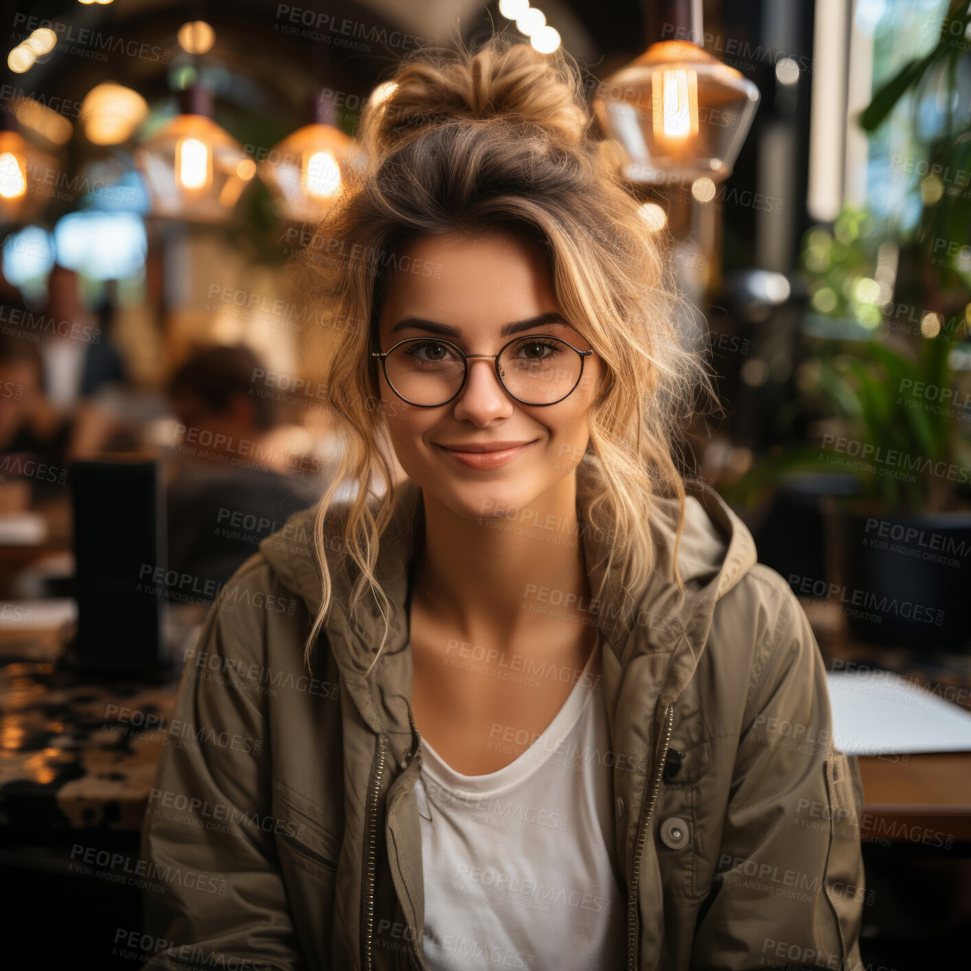 Buy stock photo Woman and student with a laptop, cafe and typing with a smile, connection and online reading. Face, female person or girl in a restaurant, pc or technology with education, email and university.