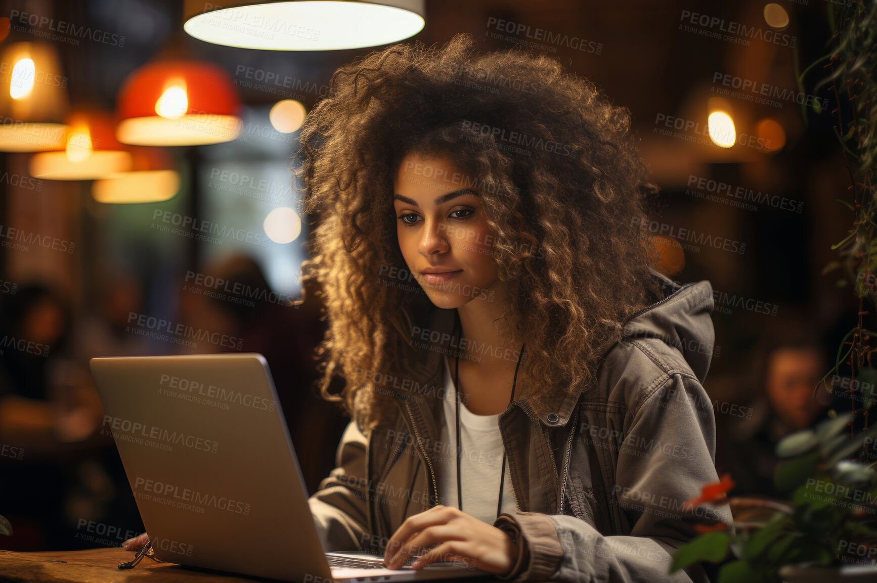 Buy stock photo Woman and student with a laptop, cafe and typing with a smile, connection and online reading. Face, female person or girl in a restaurant, pc or technology with education, email and university.