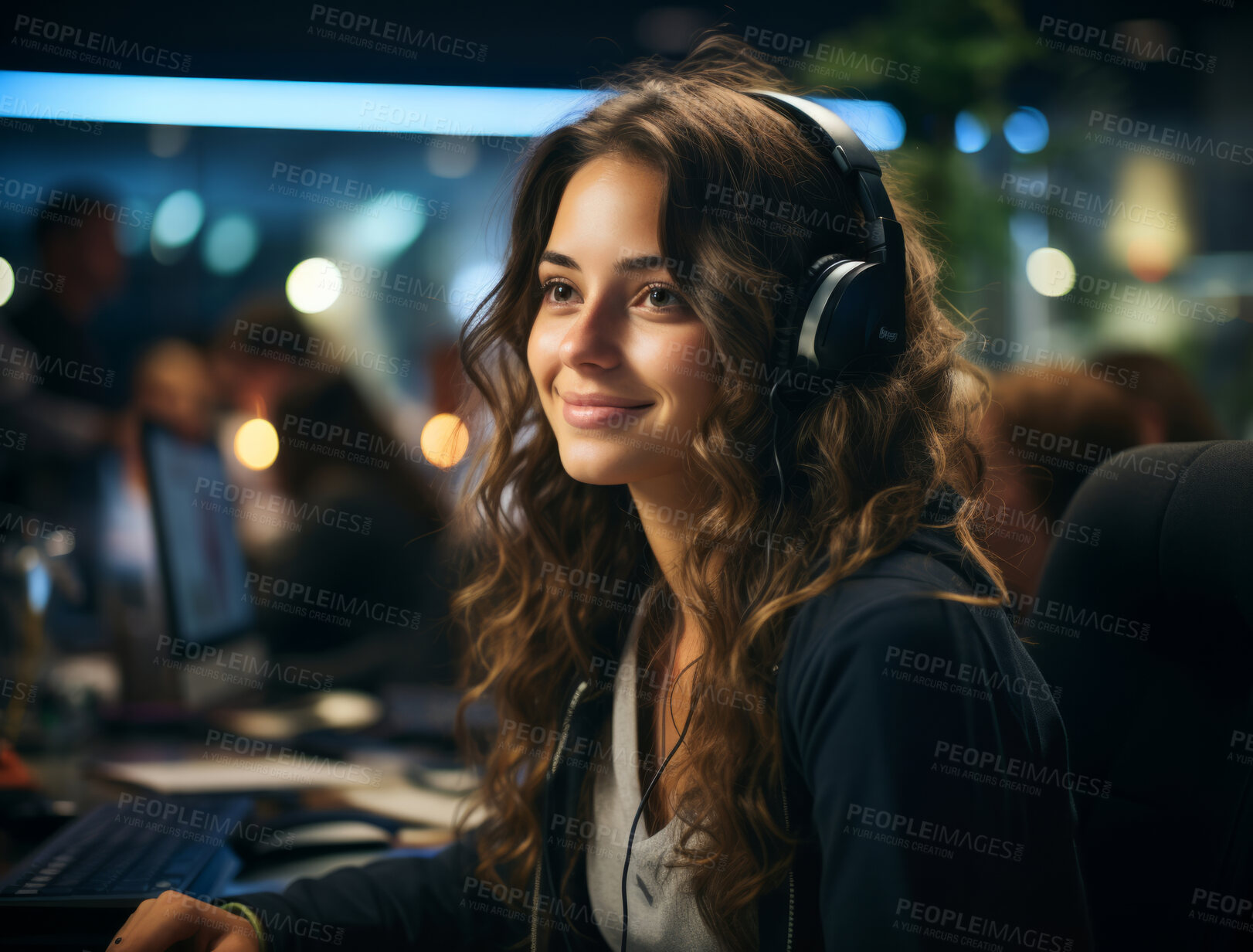 Buy stock photo Portrait, woman and agent in office, business and call centre. Smiling, face and female. Person, girl or leader. Working, employee and creative in corporate workplace.