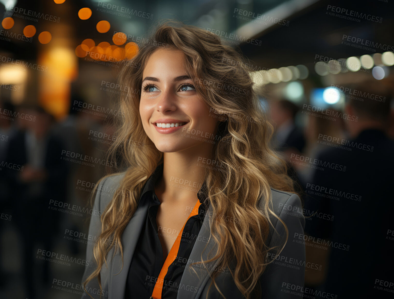 Buy stock photo Portrait, woman and student in office, business and building. Smiling, face and female. Person, girl or leader. Working, employee and creative in corporate workplace.