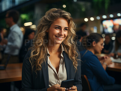 Portrait, woman and professional with smartphone, device, and texting. Face, female and smiling on technology for social media, networking.