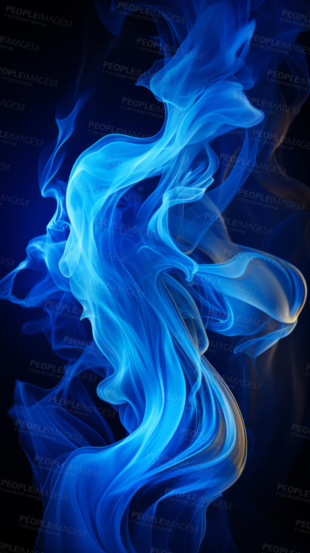 Buy stock photo Colourful smoke, incense or gas in a studio with dark background by mockup space for magic effect with abstract. Fog, steam or vapor mist moving in air for cloud smog pattern by black backdrop with banner.