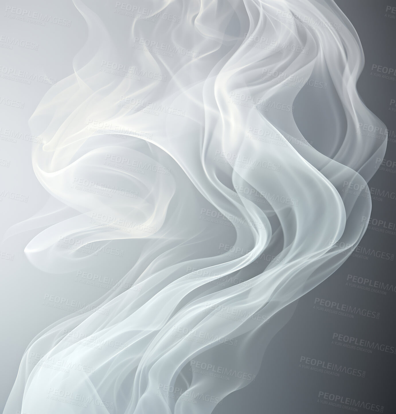 Buy stock photo Smoke, incense or gas in a studio with dark background by mockup space for magic effect with abstract. Fog, steam or vapor mist moving in air for cloud smog pattern by black backdrop with banner.