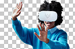 3d virtual reality, technology and futuristic connection to internet. Black woman with vr headset, digital gadget and user experience of metaverse. Innovation, future and online game networking tech