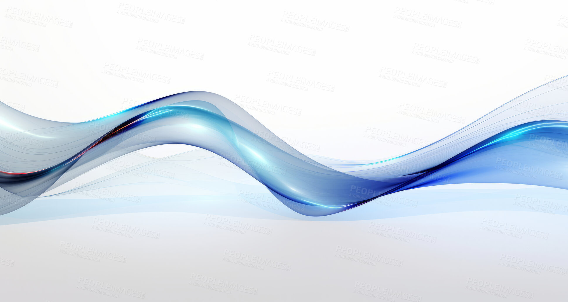 Buy stock photo Energy, fabric and wave flow render on a white background for design, wallpaper or backdrop. Blue, vibrant material and fluid movement closeup of curves graphic for science, 3d art and creative business