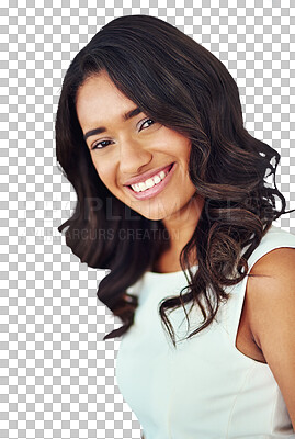 Buy stock photo Business, confidence and face of happy woman isolated on transparent png background with office portrait. Businesswoman, secretary or receptionist job with professional career, smile and work pride.