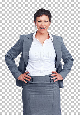 Buy stock photo Business, happiness and portrait of mature woman isolated on transparent png background with smile. Businesswoman, office manager or professional person with executive career, confidence and pride.