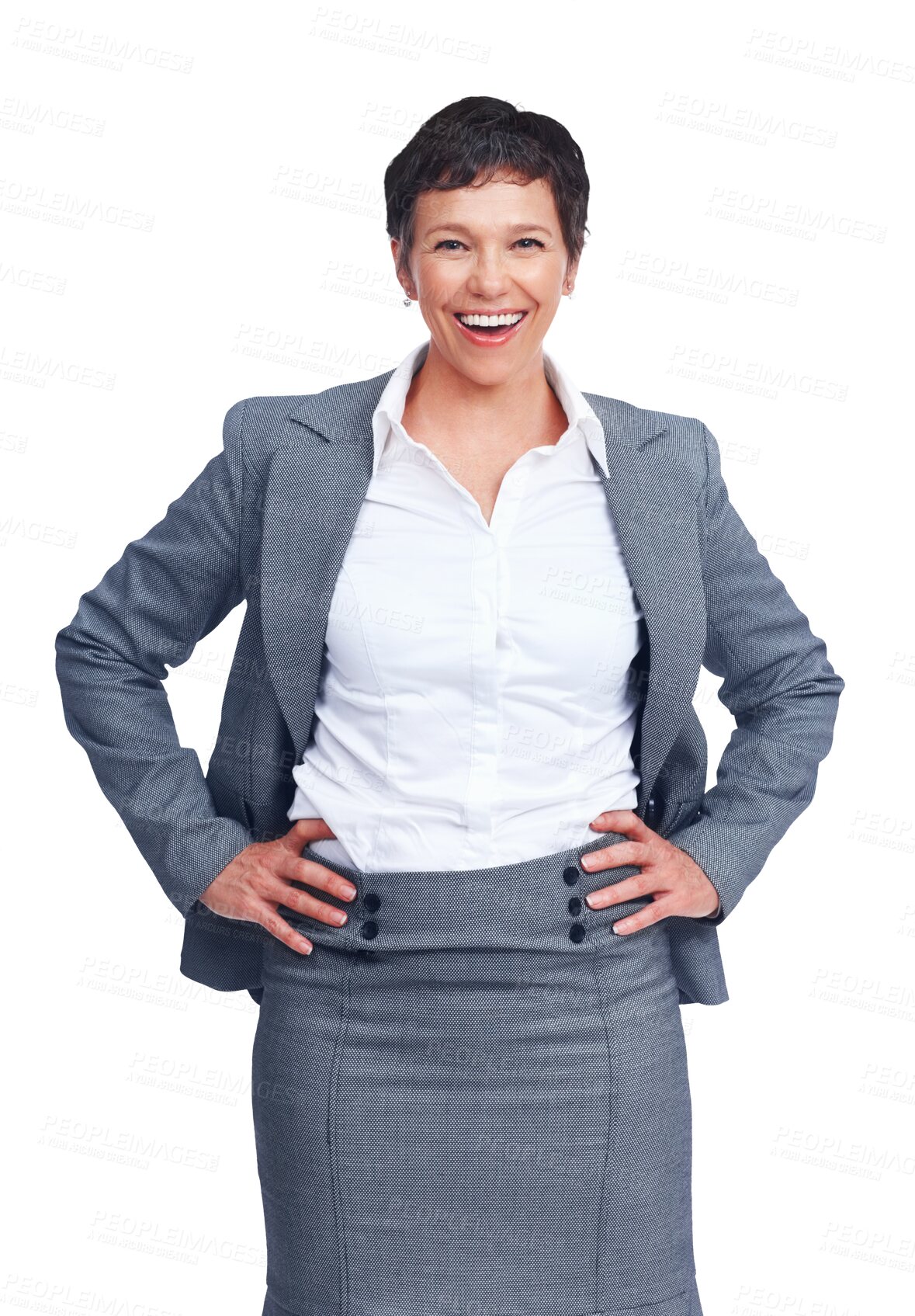 Buy stock photo Business, happiness and portrait of mature woman isolated on transparent png background with smile. Businesswoman, office manager or professional person with executive career, confidence and pride.