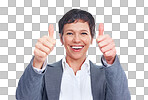 Mature business woman with thumbs up