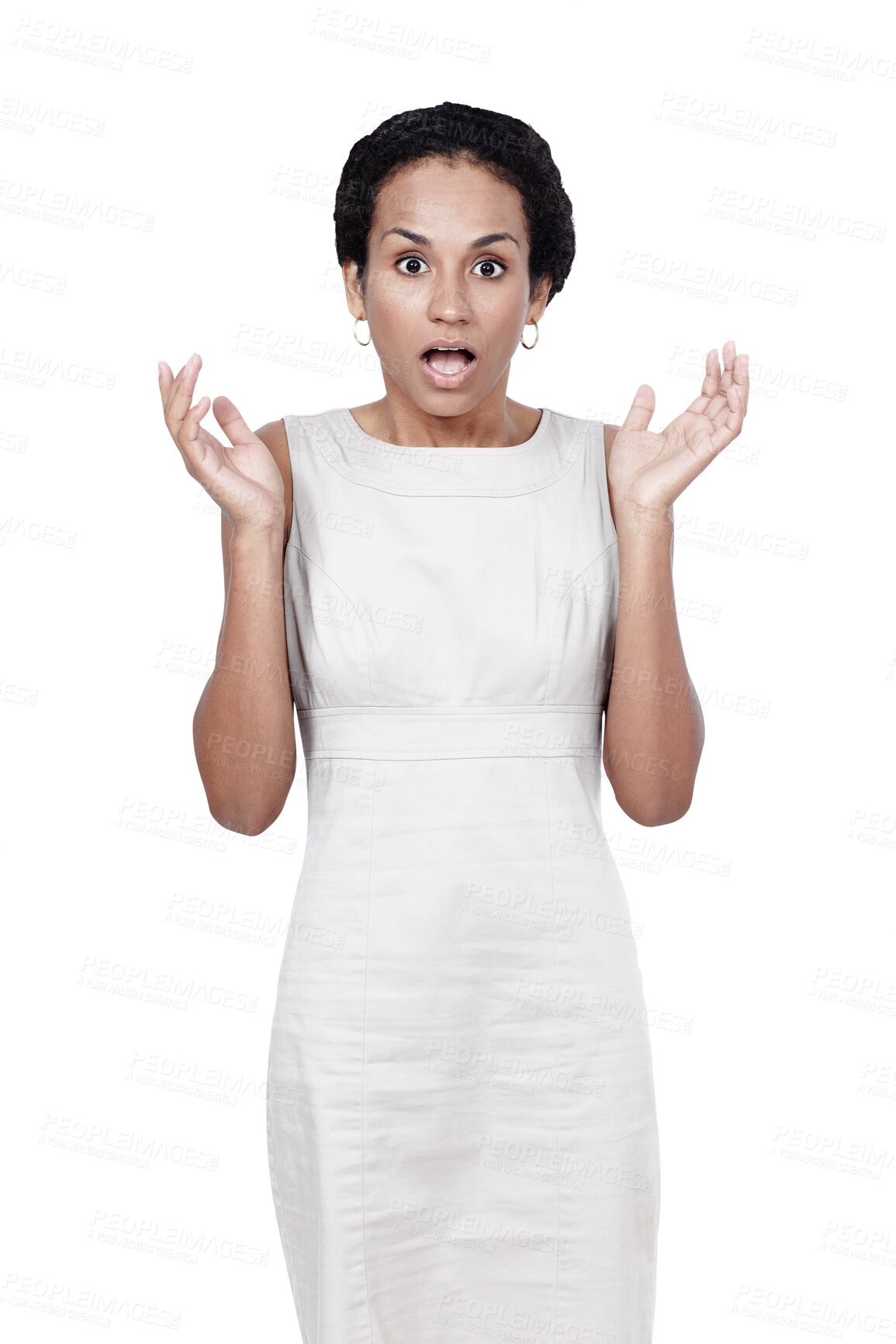 Buy stock photo Business, woman and portrait with wow or surprised for announcement isolated on png transparent background. Entrepreneur, person and shocked face for news, surprise or gossip with emoji and drama