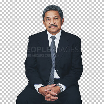 Buy stock photo Portrait, mature business man and ceo isolated on a transparent png background. Serious professional entrepreneur, manager and confident Indian executive, financial consultant and corporate career