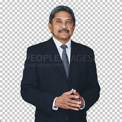 Buy stock photo Portrait, mature business man and ceo isolated on a transparent png background. Face, serious professional entrepreneur and confident manager, Indian executive advisor and corporate boss in suit