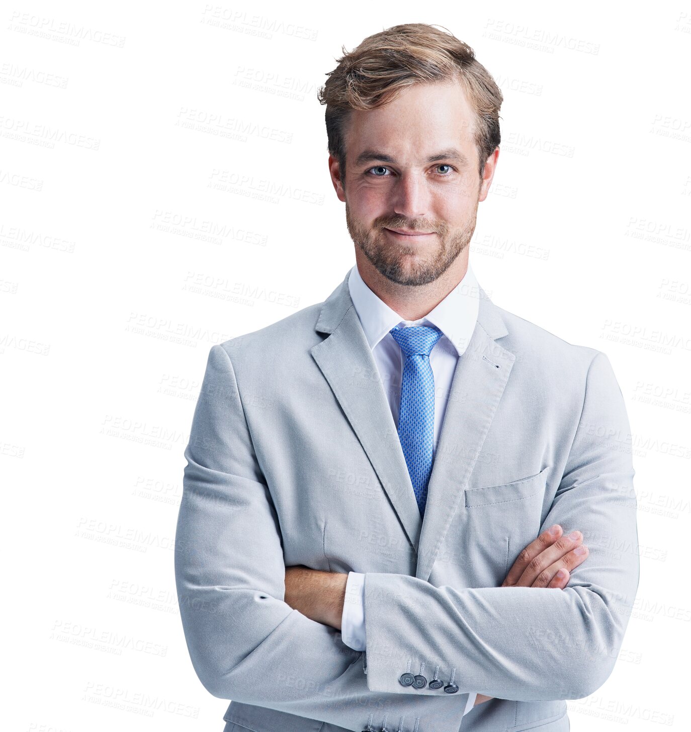 Buy stock photo Smile, confident and portrait of young businessman in a suit with pride, good and positive attitude. Happy, professional and male person with corporate fashion isolated by transparent png background.