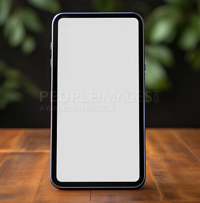 Device, phone and tech with mockup screen for advertising or marketing against a studio background. Replica, mobile smartphone or app with mock up, copy space or display for brand advertisement