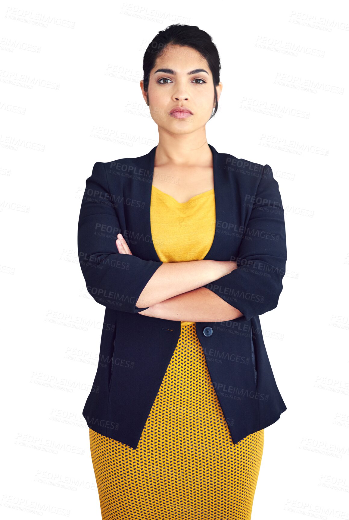 Buy stock photo Businesswoman, pride and portrait with arms crossed for professional, consultant and corporate career. Person, face or job confident in fashion style or isolated on transparent png background