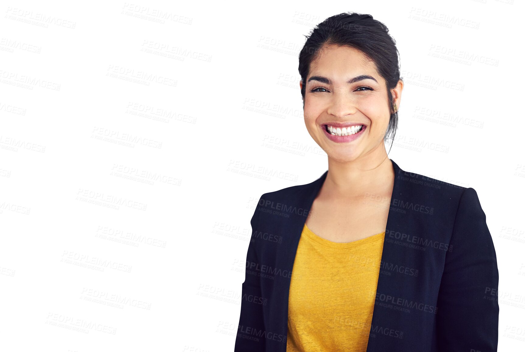 Buy stock photo Businesswoman, smile or portrait with positive in consultant career, professional or corporate work. Mexican person, face or happy for job pride in wellness or isolated on transparent png background