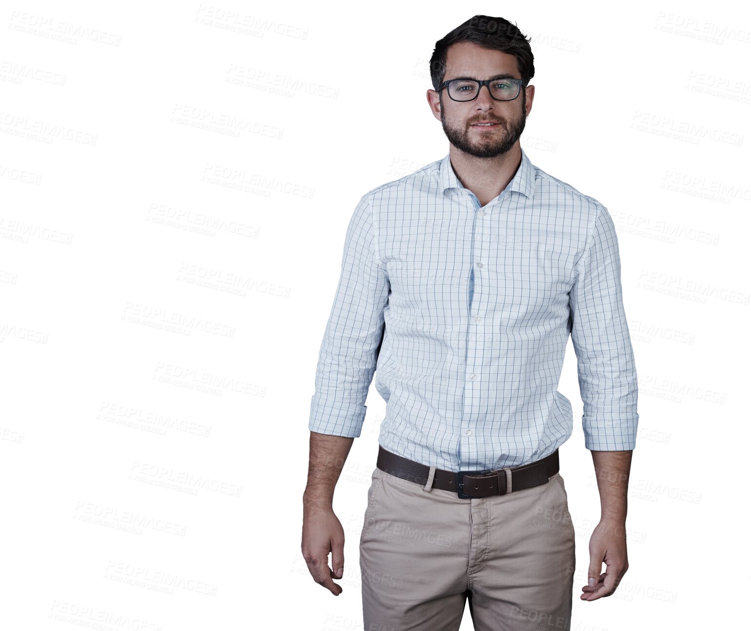 Buy stock photo Fashion, portrait and business man with glasses, confidence or pose on isolated, transparent png background. Style, clothes and face of young professional male entrepreneur with corporate outfit