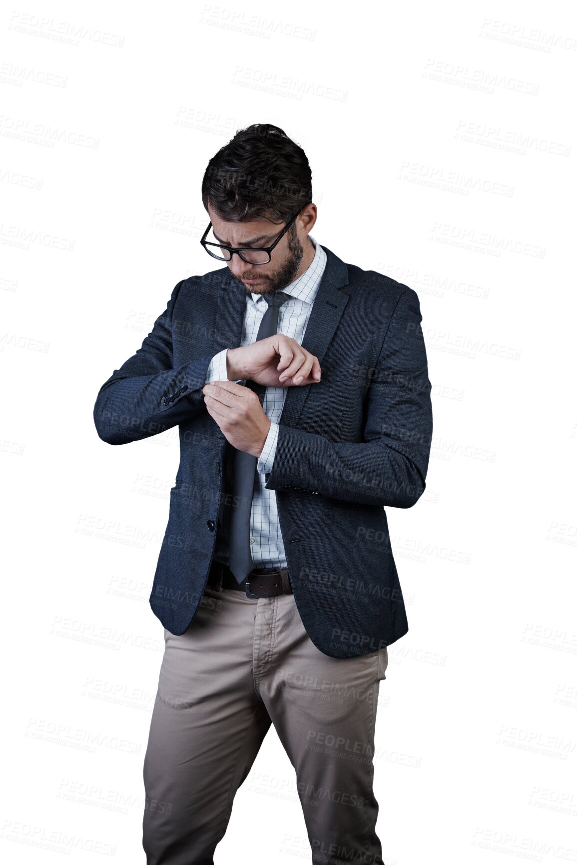 Buy stock photo Businessman, looking and ready with clothes for corporate, fashion or style for occupation. Professional, male manager or boss for formal, cool and modern on isolated or transparent png background