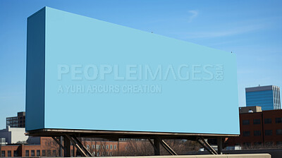 City, mockup space and advertising billboard, commercial product or logo design in urban. Empty poster for brand marketing, multimedia and communication with announcement, buildings and banner outdoor