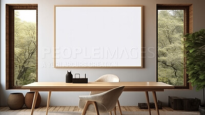 Furniture, private office and modern desk or table made of wood for apartment, hotel and home. Creative, innovation and lifestyle mockup with texture for professional, business and remote working