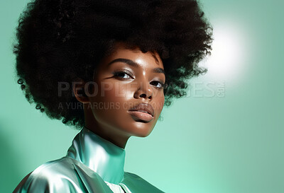 Black, female and beauty portrait of a woman for skincare, health and cosmetics. Beauty, confident and attractive person with smooth healthy skin routine for glow, dermatology and makeup in studio