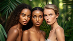 Young, female and diverse portrait of a group of women or youth for skincare, health and cosmetics. Beautiful, confident and attractive people with glow for organic, eco friendly and sustainability