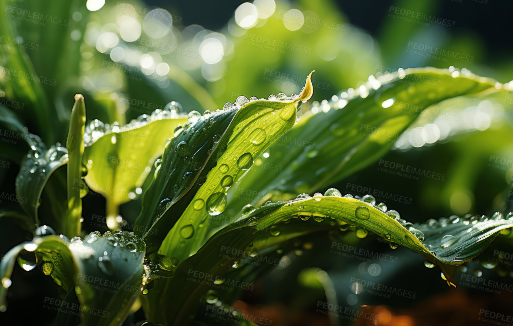 Buy stock photo Closeup, crop or corn cob in farm, agriculture or environment landscape with water drops. Farming, outdoor and summer grain in countryside growth for sustainability, development or landscape industry