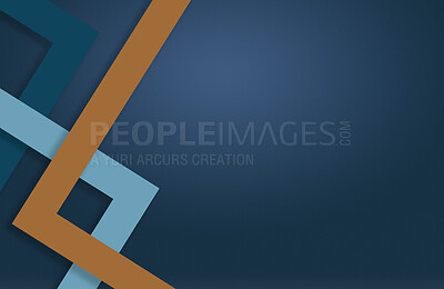 Buy stock photo Illustration, geometric and wallpaper design on blue background for banner, business card or poster. Mock up, lines and shape for presentation, brochure or template with abstract, pattern or creative