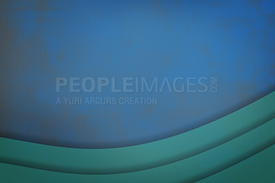 Buy stock photo Blue background, wave illustration and mockup for poster, banner or design for business graphic. Wallpaper, abstract and illustration pattern, texture and art for backdrop, brochure or creative space