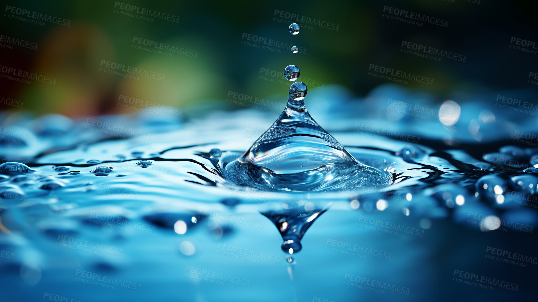 Buy stock photo Water droplet, conservation, and eco-friendly concept for saving, sustainability, and environmental awareness. Clear, pure, and symbolic drop in the campaign to preserve water resources.