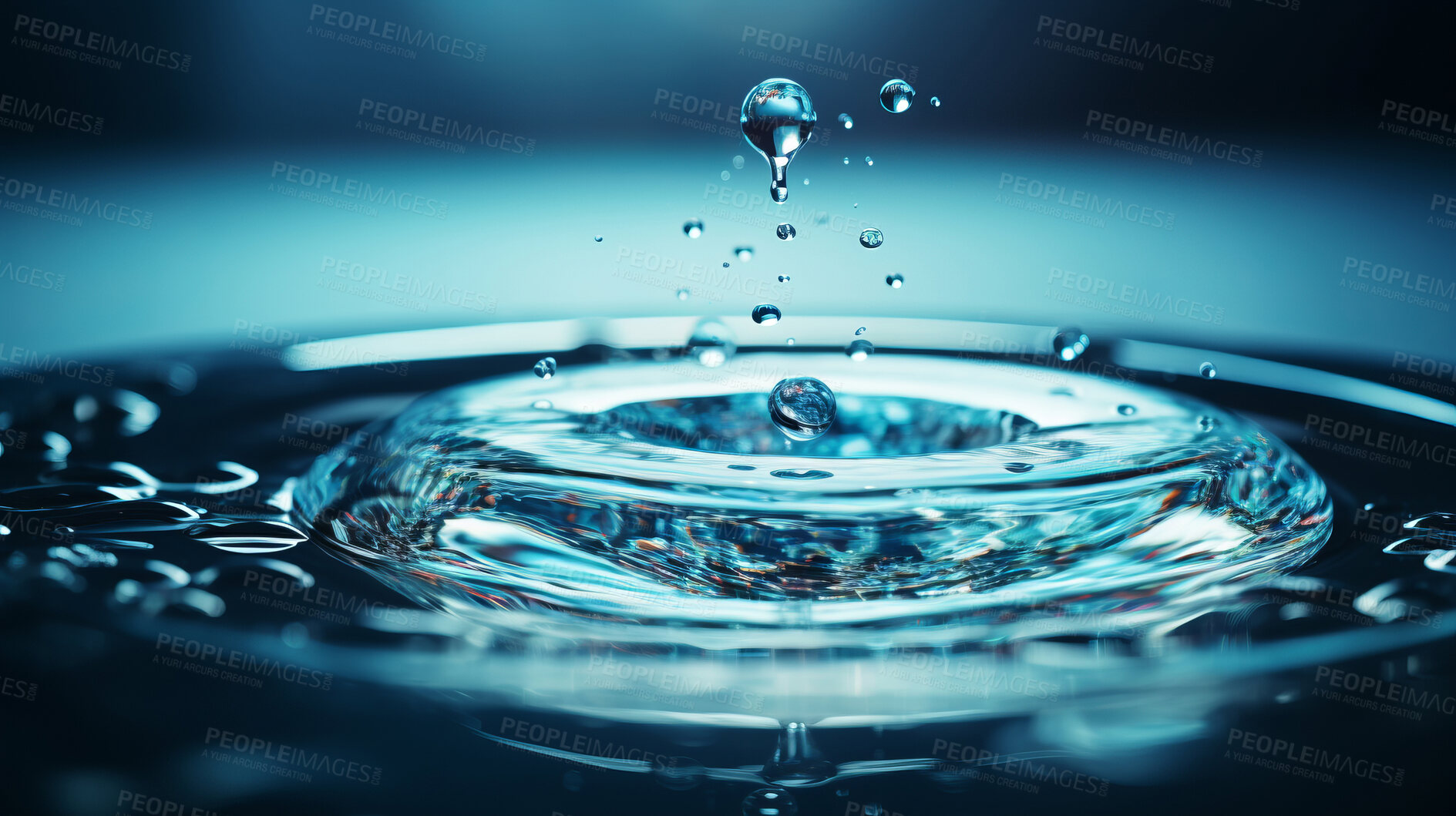 Buy stock photo Water droplet, conservation, and eco-friendly concept for saving, sustainability, and environmental awareness. Clear, pure, and symbolic drop in the campaign to preserve water resources.