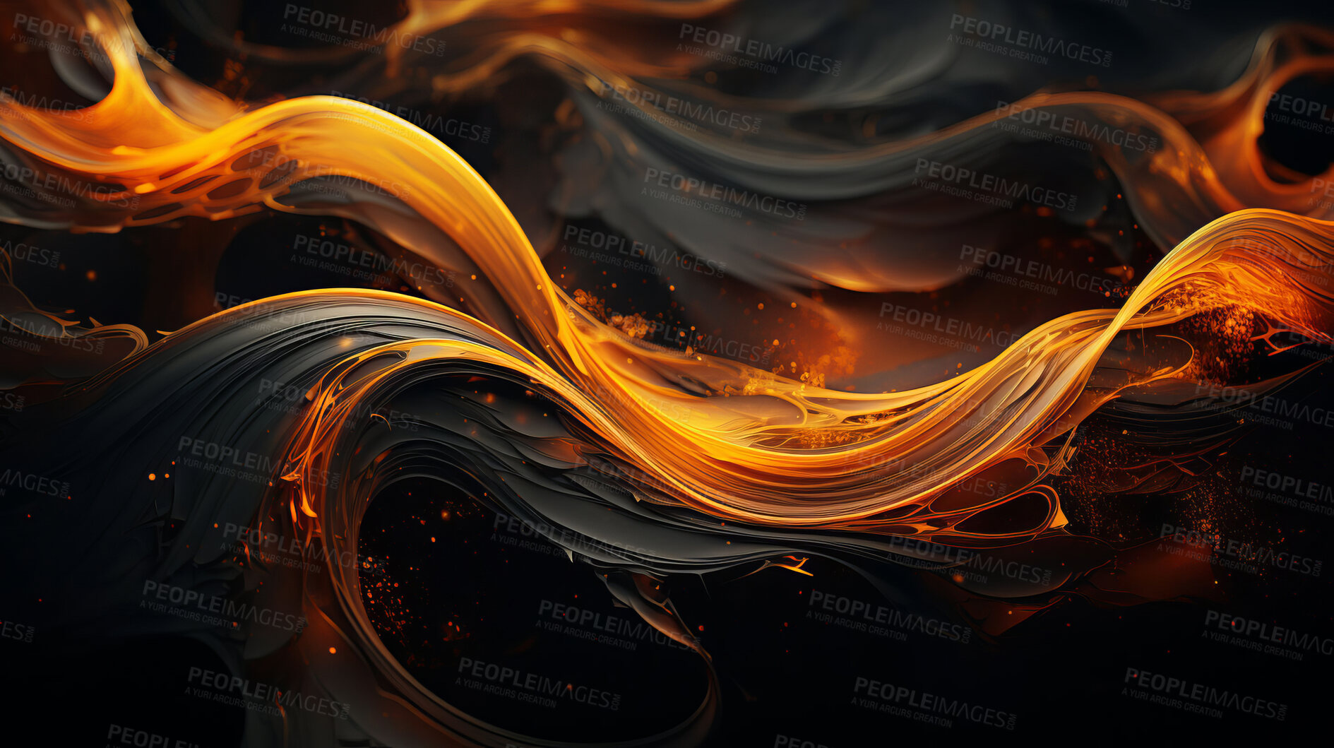 Buy stock photo Abstract lava currents, fiery heat waves. Dynamic flow, intense energy, and volcanic passion portrayed in a visually captivating depiction of abstract art.