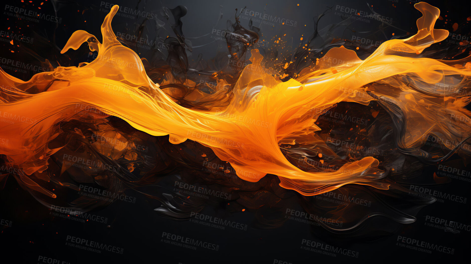 Buy stock photo Abstract lava currents, fiery heat waves. Dynamic flow, intense energy, and volcanic passion portrayed in a visually captivating depiction of abstract art.