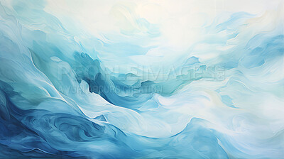 Buy stock photo Rippling waves, dynamic flow, and aqua abstract art. Elegance, motion, and fluid design captured in a captivating depiction of water waves.