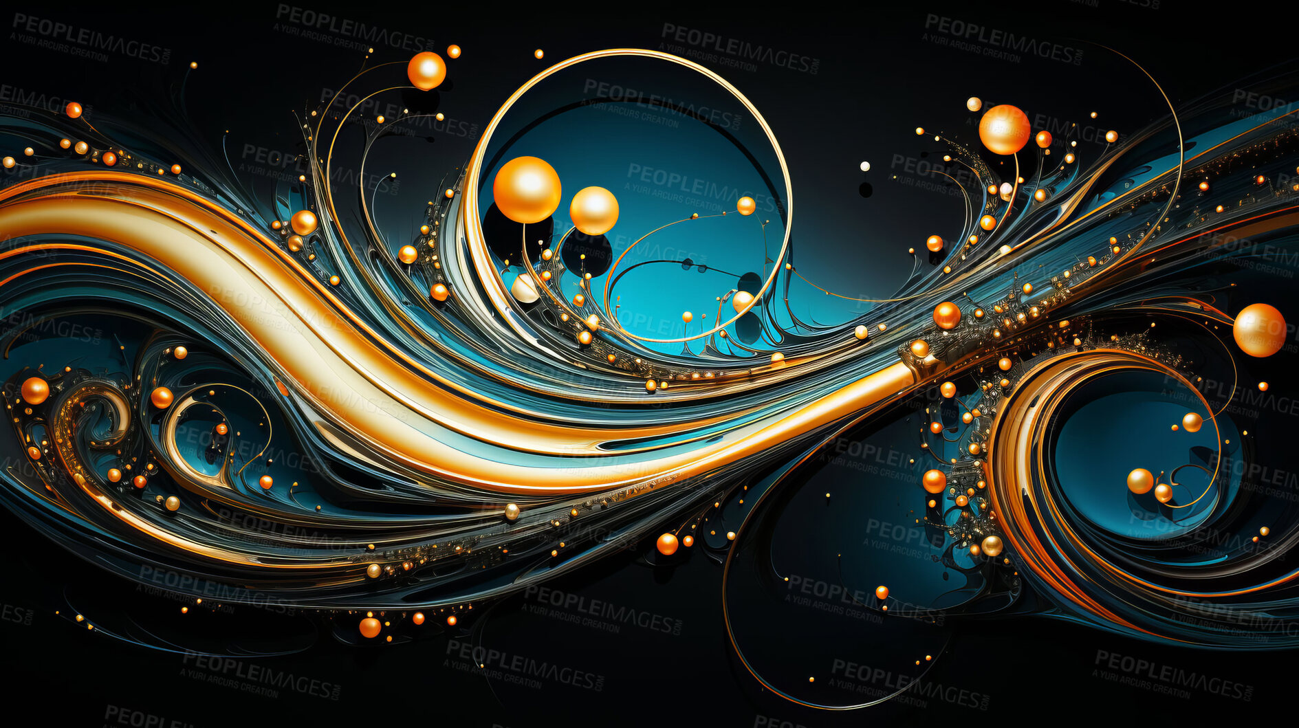 Buy stock photo Black, yellow, and orange fractals with swirling elegance. Abstract complexity, dynamic patterns, and vibrant color interplay in a visually captivating artistic representation.