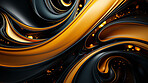 Golden splashes, black swirls, abstract elegance. Luxurious design, dynamic movement, and opulent creativity in a visually captivating abstract art piece.