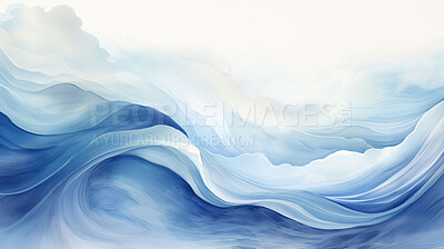 Buy stock photo Rippling waves, dynamic flow, and aqua abstract art. Elegance, motion, and fluid design captured in a captivating depiction of water waves.