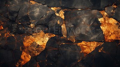 Buy stock photo Rocky textures, cracks, and glowing orange light. Abstract geological wonders, dynamic surfaces, and ethereal illumination converge in a visually stunning depiction of abstract art.