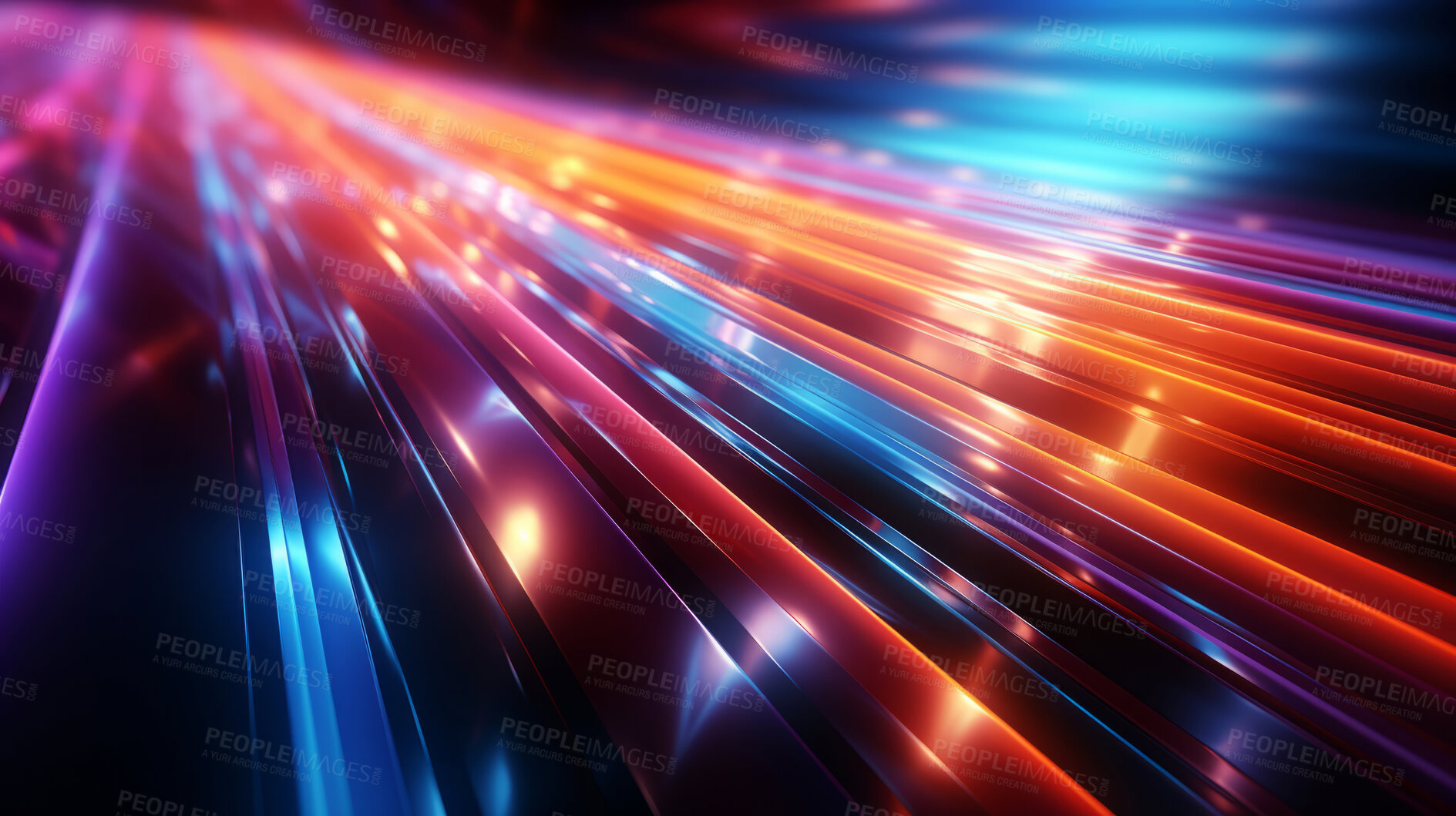 Buy stock photo Neon lines, vibrant concept and glowing art. Dynamic, futuristic and electrifying designs for graphic display, creating visually stunning and captivating wallpapers in mesmerizing style.