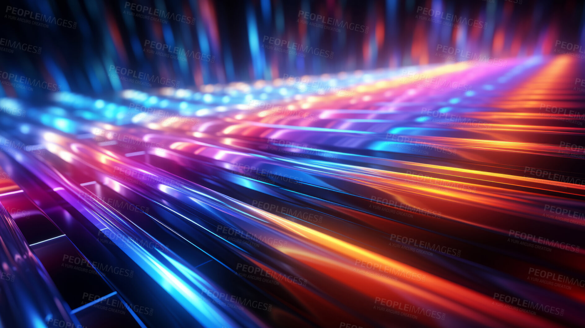 Buy stock photo Neon lines, vibrant concept and glowing art. Dynamic, futuristic and electrifying designs for graphic display, creating visually stunning and captivating wallpapers in mesmerizing style.