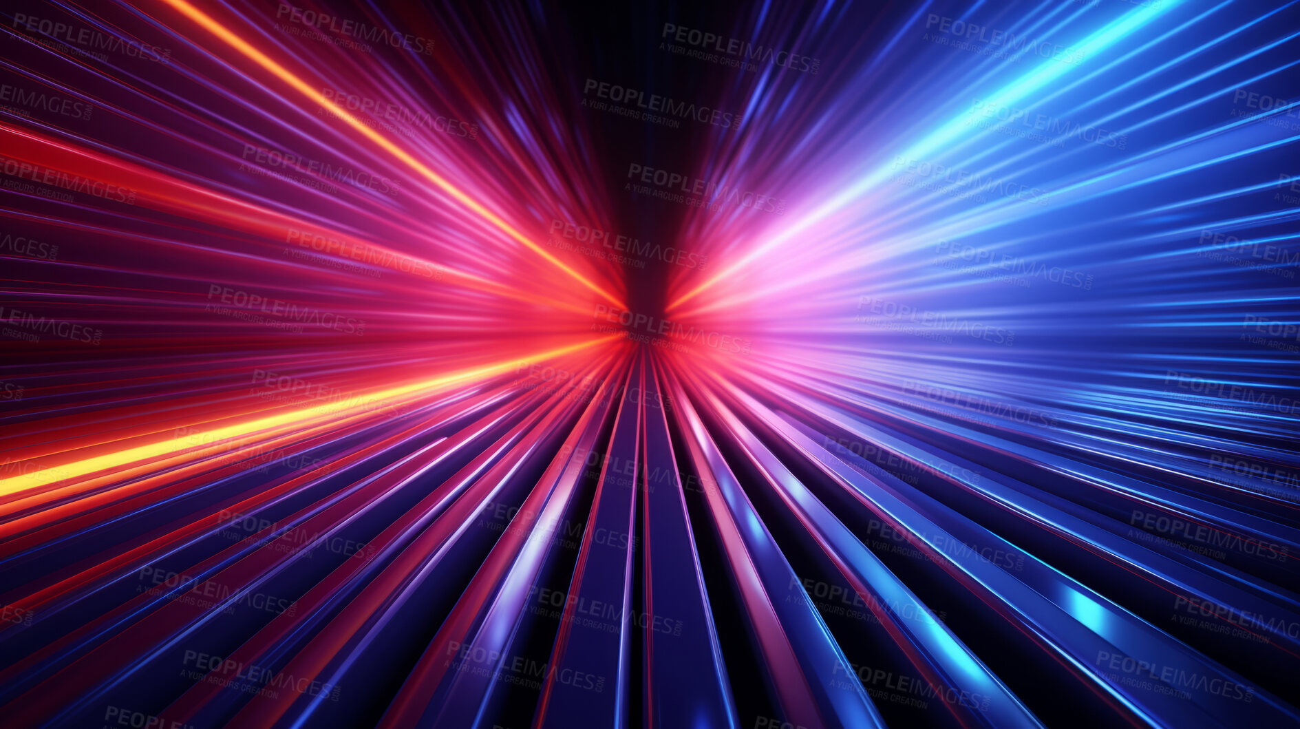 Buy stock photo Neon lines, vibrant concept and glowing art. Dynamic, futuristic and electrifying designs for graphic display, creating visually stunning and captivating wallpapers in mesmerizing style.