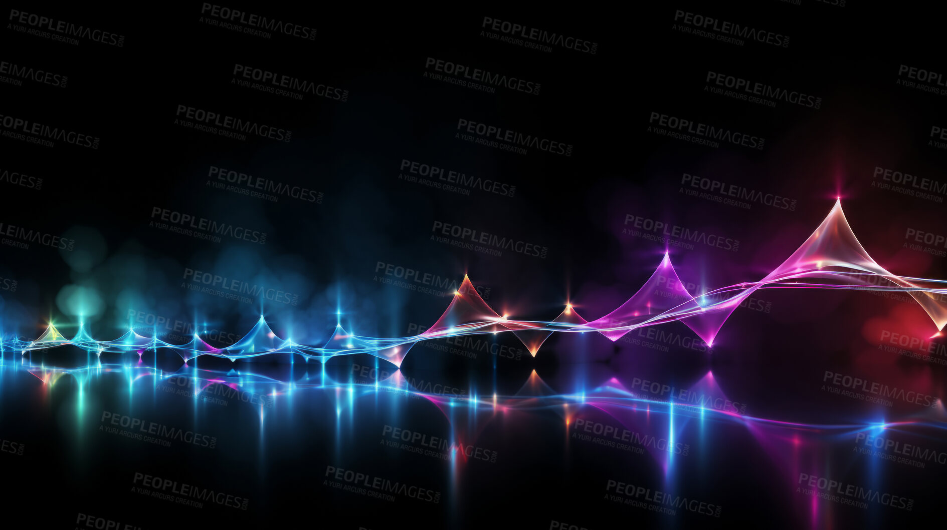 Buy stock photo Neon lines, vibrant concept and glowing art. Dynamic, futuristic and electrifying designs for graphic display, creating visually stunning and captivating wallpapers in mesmerizing style.