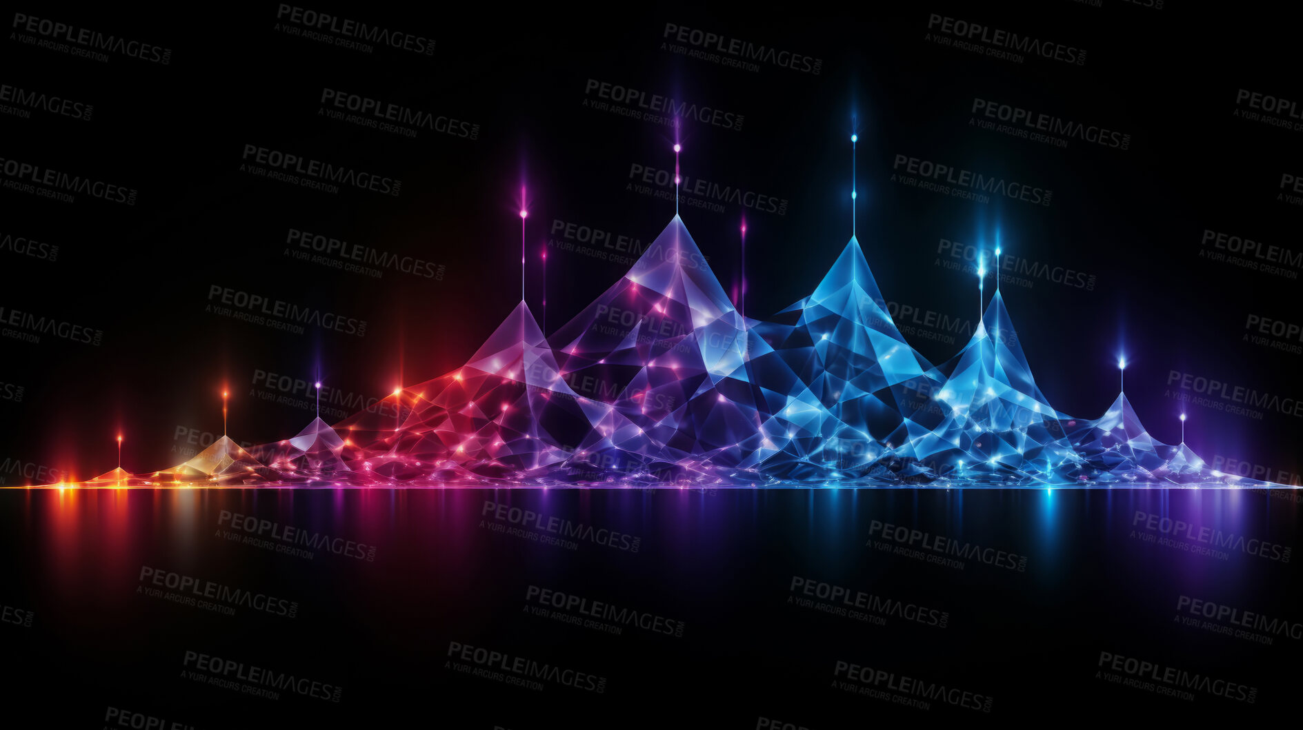 Buy stock photo Neon lines, vibrant concept and glowing art. Dynamic, futuristic and electrifying designs for graphic display, creating visually stunning and captivating wallpapers in mesmerizing style.