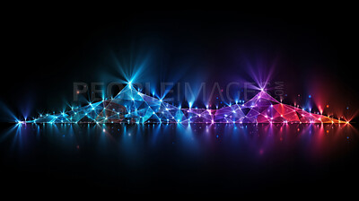 Buy stock photo Neon lines, vibrant concept and glowing art. Dynamic, futuristic and electrifying designs for graphic display, creating visually stunning and captivating wallpapers in mesmerizing style.